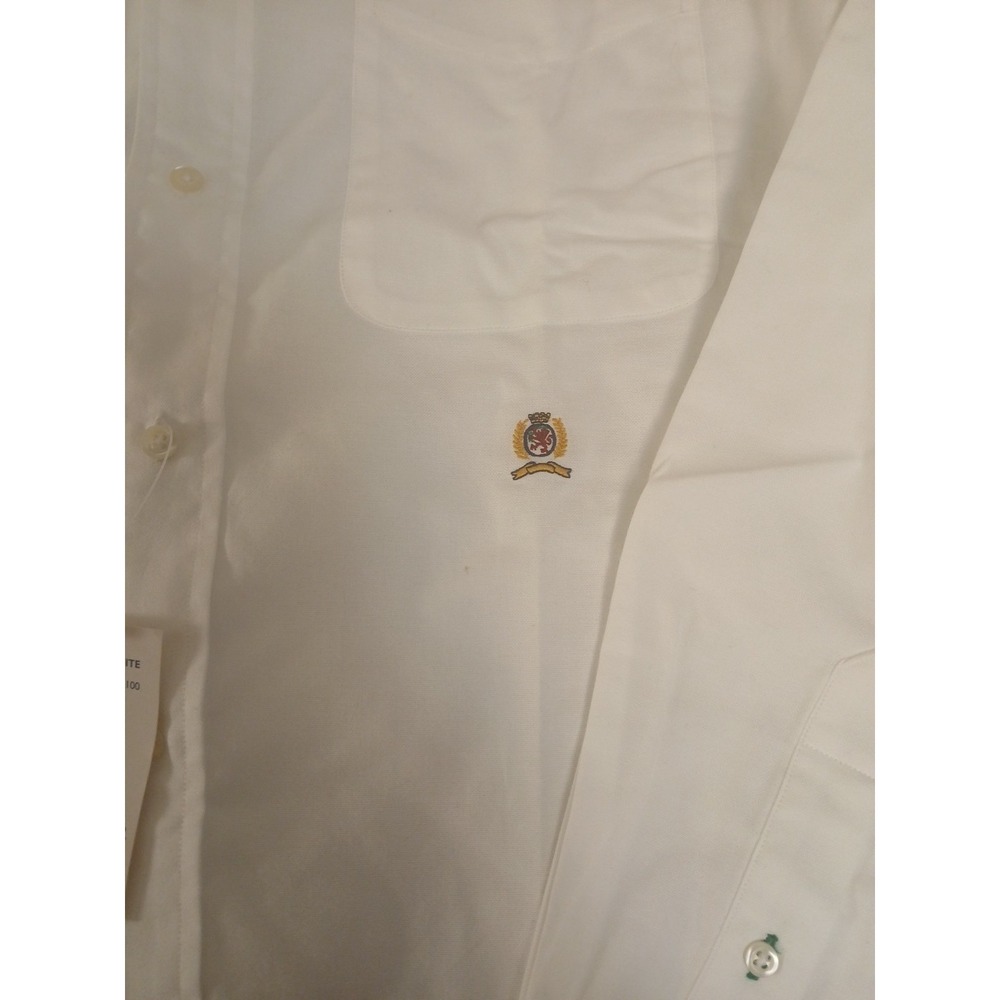 Vintage '90's Tommy Hilfiger White Button Down Shirt Size 16.5-34/35 Lion Crest - Picture 2 of 8